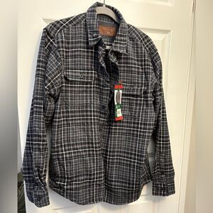 Orvis Charcoal and White Heavy Flannel Shirt